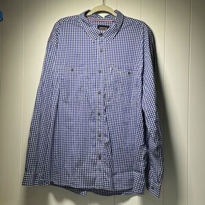 Orvis Men's Active Fit Long Sleeve Button Front Shirt Blue Check Size XXL